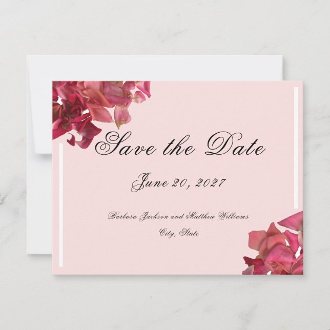 Rose Petal Pink Romantic Wedding Save The Date (Front)