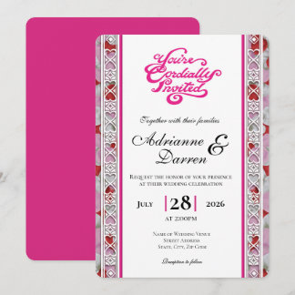 Rose Petal Wedding Invite 2 with Pink Letters