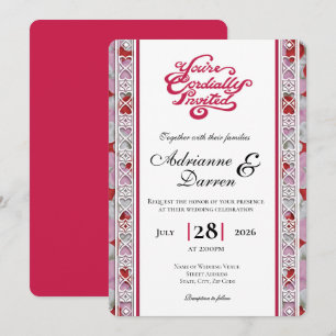 Rose Petal Wedding Invite 2 with Red Letters