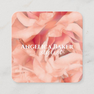 rose petals in delicate pale pink photo art square business card