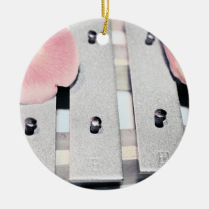 Rose Petals on Metal Bells Faded style Ceramic Tree Decoration