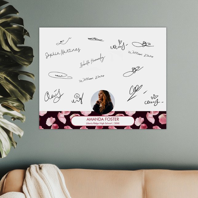 Rose Petals Photo Graduation Party Signing Guest  Print (Creator Uploaded)
