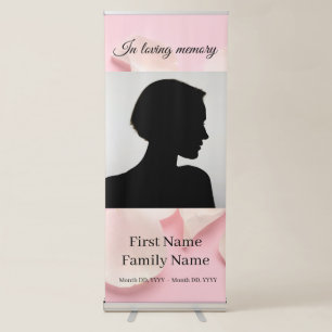 Rose petals pink flower memorial retractable banner