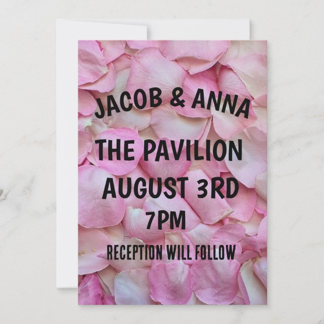 ROSE PETALS PINK WEDDING INVITATIONS (Front)