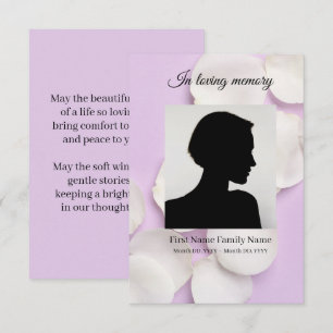 Rose petals purple funeral prayer card