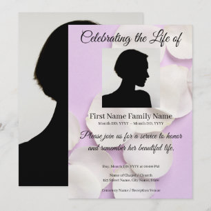 Rose petals purple memorial invitation