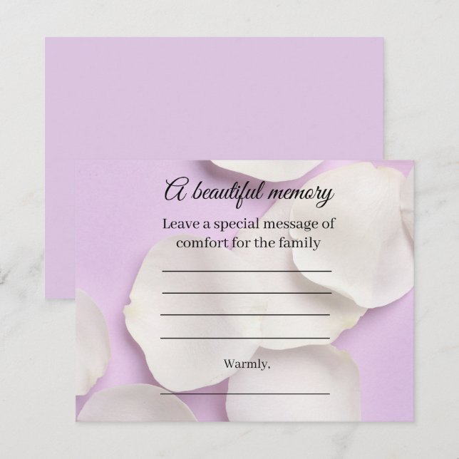 Rose petals rose memorial message card (Front/Back)