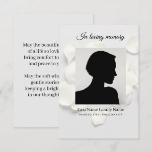 Rose petals white funeral prayer card
