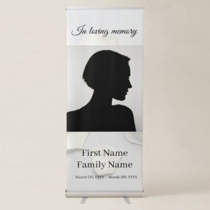 Rose petals white memorial retractable banner