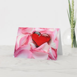Rose Petals with Heart - Greeting Card