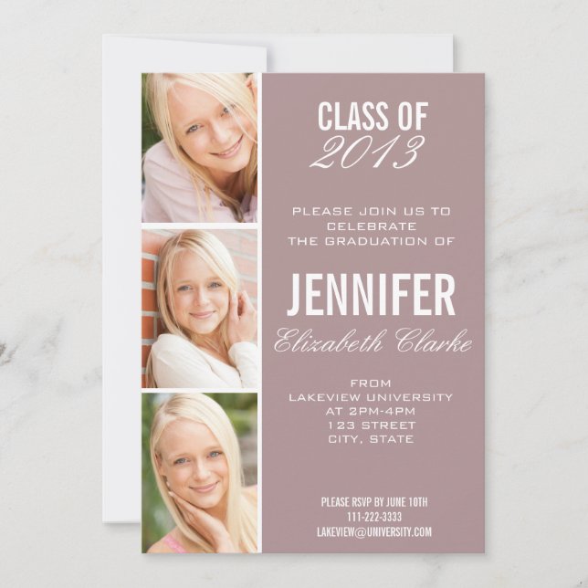 Rose Photo Graduation Invitation (Front)