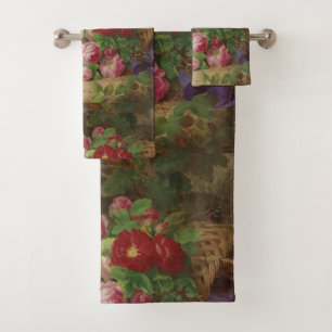 Rose Piece at the Forest Floor with Butterflies Bath Towel Set