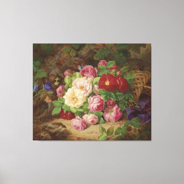 Rose Piece at the Forest Floor with Butterflies Canvas Print (Front)