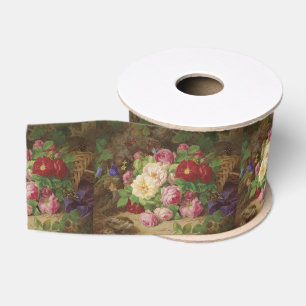 Rose Piece at the Forest Floor with Butterflies Grosgrain Ribbon