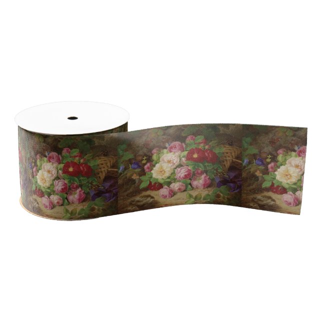 Rose Piece at the Forest Floor with Butterflies Grosgrain Ribbon (Spool)