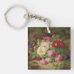 Rose Piece at the Forest Floor with Butterflies Key Ring