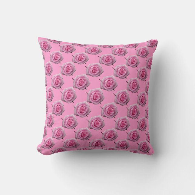 Rose Pillow Personalised Pink Rose Pillow Decor (Front)