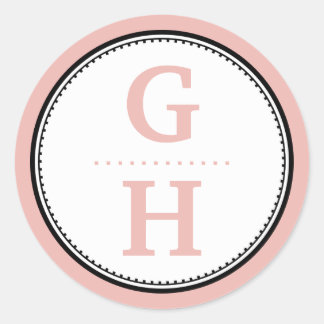 Rose pink 2 initial letter monogram gift tag seal
