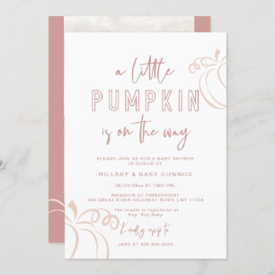 Rose Pink A Little Pumpkin Baby Shower Invitation