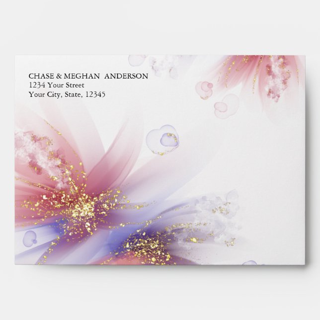 Rose Pink Abstract Floral Envelope (Front)