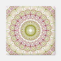 Rose Pink and Olive Green Mandala Medallion
