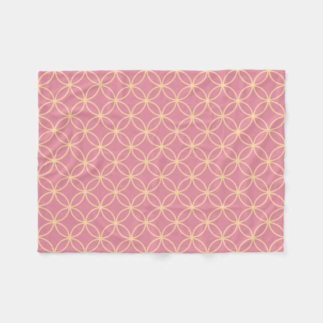 Rose pink and peach cream petal circles pattern fleece blanket (Front (Horizontal))