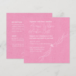 Rose Pink and White Minimalist Wedding Invitation
