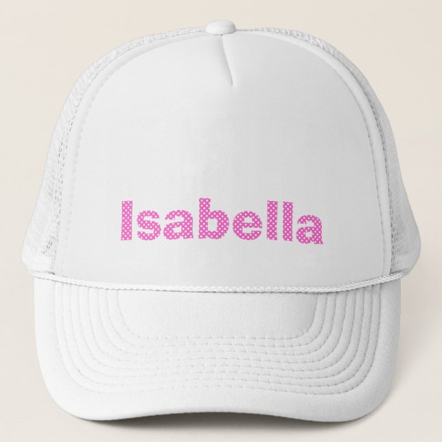 Rose Pink and White Polka Dot Personalised Trucker Hat (Front)