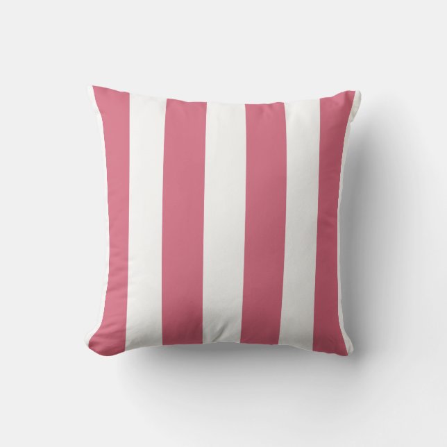 Rose Pink and White Striped Cushion (Front)