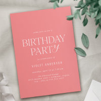 Rose Pink | Any Age Modern Minimal Birthday Party
