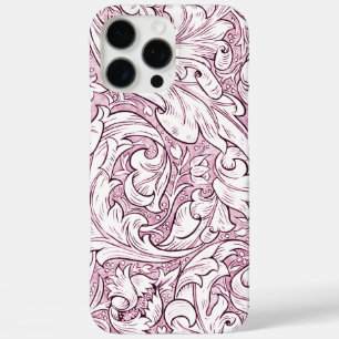 Rose Pink Baroque Ornate Foliage iPhone 16 Pro Max Case
