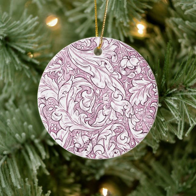 Rose Pink Baroque Ornate Foliage  Ceramic Tree Decoration (Tree)