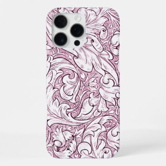 Rose Pink Baroque Ornate Foliage  iPhone 16 Pro Max Case