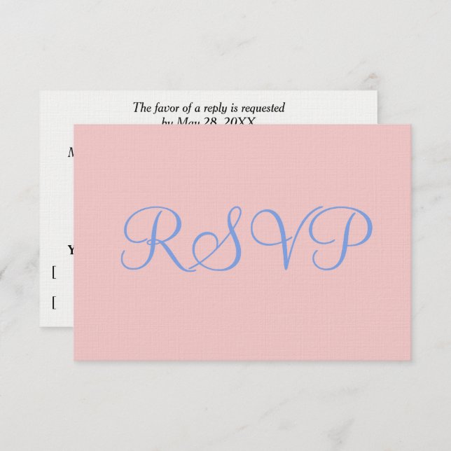 Rose Pink Blue Pastels Wedding RSVP (Front/Back)