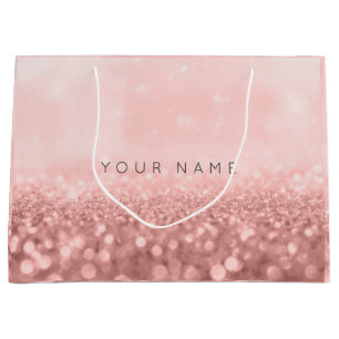 Rose Pink Blush Glitter Wedding Bridal Large Gift Bag
