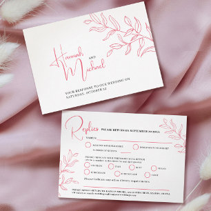 Rose pink branch meal option wedding event RSVP Card