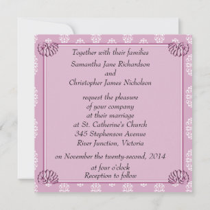 Rose Pink Damask Wedding Invitation