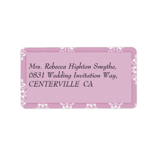 Rose Pink Damask Wedding Label