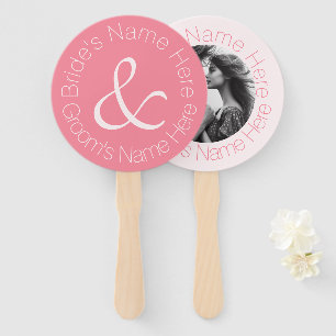 Rose Pink Elegant Bride and Groom Photo Wedding Hand Fan