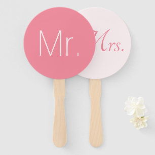 Rose Pink Elegant Mr. and Mrs. Modern Wedding Hand Fan