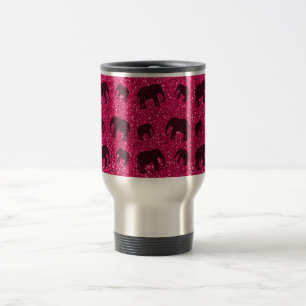 Rose pink elephant glitter pattern travel mug