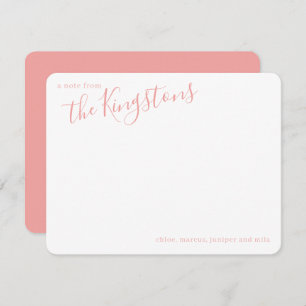 Rose Pink Family Name Script Note Card