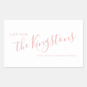 Rose Pink Family Name Script Rectangular Sticker