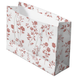 Rose Pink Floral Bridal Shower Large Gift Bag