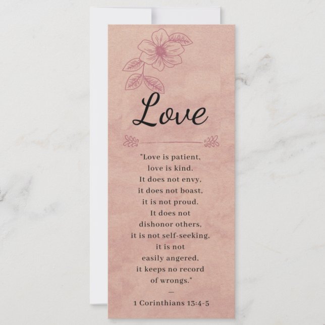Rose Pink Floral Elegant Bible - Love - Bookmark (Front)