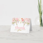 Rose Pink Floral Folded Thank You Card<br><div class="desc">A floral rose pink waterfall cascades over the large pink and gold thank you text to coordinate with our Little Miss ONEderful birthday theme. These would also work nicely as general thank you cards, wedding or baptism thank you cards. Matching items in this collection can be found in our shop....</div>