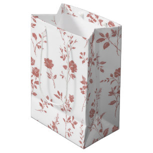 Rose Pink Flowers Bridal Shower Medium Gift Bag