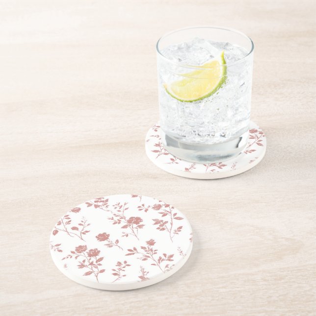 Rose Pink Flowers Coaster (Side)