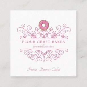 Rose Pink Frame Bakery Baker's Logo Business Card