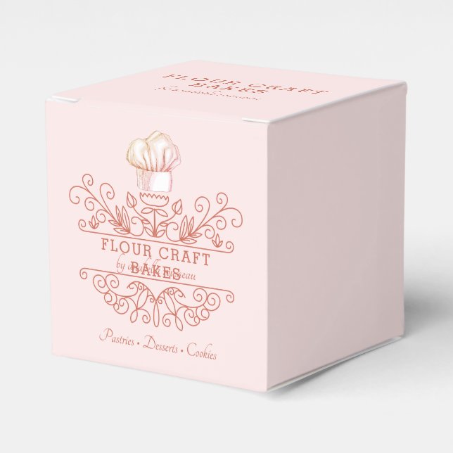 Rose Pink Frame Bakery Baker's Takeout Favour Box (Front Side)
